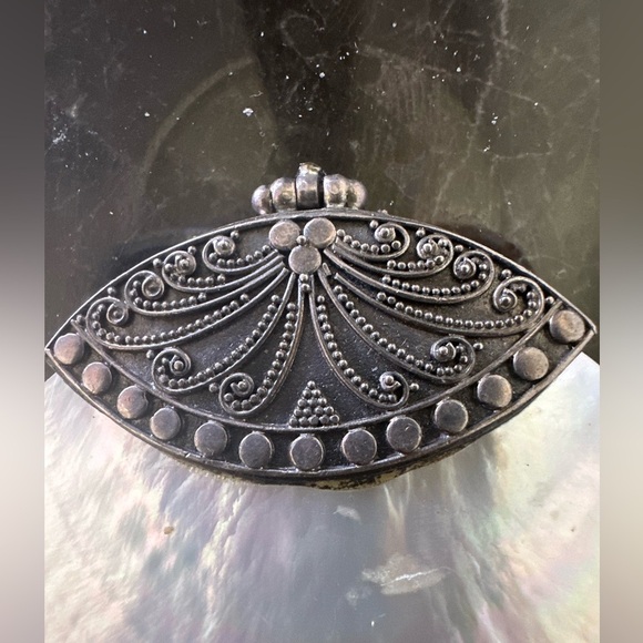 Beautiful Sterling Silver VTG Pendant Abalone Capiz Shell - Picture 2 of 4